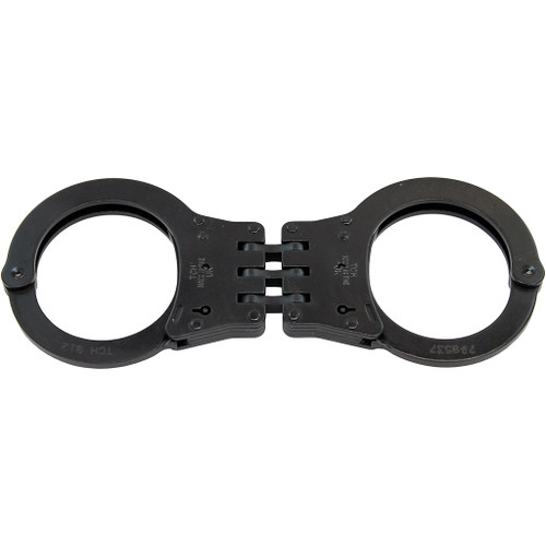 TCH Model Dual Key Hole Standard Hinged Black Handcuffs